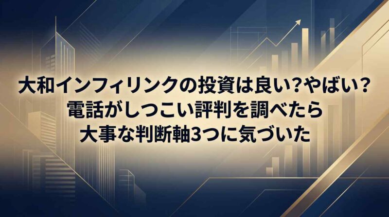 大和インフィリンクの投資は良い?やばい?電話がしつこい評判を調べたら大事な判断軸3つに気づいた